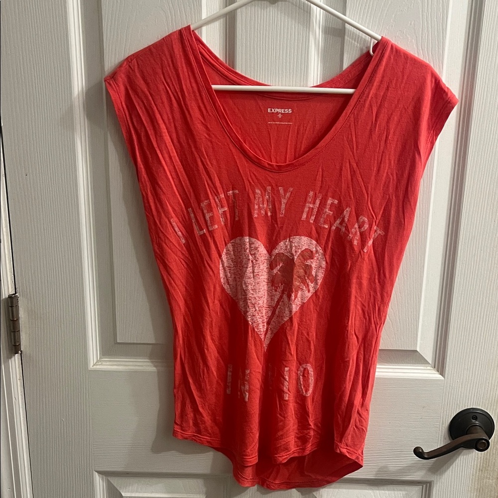 Express Red Heart Graphic Women's Tee